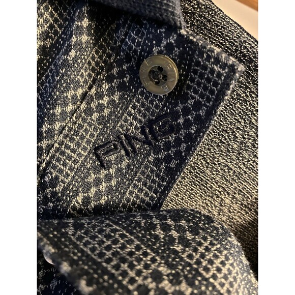 PING Golf Knit Polo Shirt Mens L Windowpane Check 100% Mercerized Combed Cotton - Picture 9 of 10